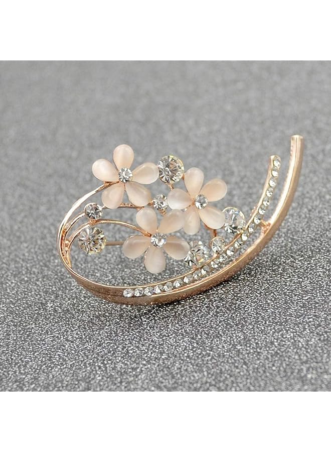 يو بيلا أحدث تصميمات المجوهرات الزهرية الأنيقة المطلية بالذهب للنساء Yb_Brooch_85 الذهبي - Image 2