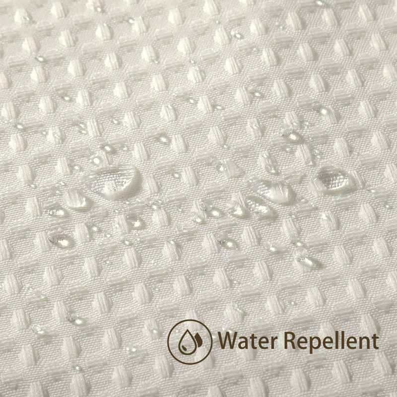 VANZAVANZU Waffle Weave Shower Curtain with Stainless Steel Hooks - 230 GSM Heavy Duty Fabric Bath Curtains, Hotel Luxury Quality, Water Resistant, Machine Washable, Weighted Hem, 72 x 84 Inches (Cream) - Image 3
