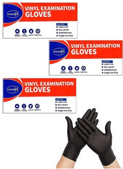 Gesalife Pack of 3 Powder Free Disposable Vinyl Black Gloves 100 Pcs  - Image 1