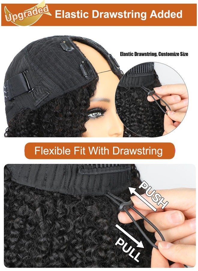 Domiso Kinky Curly V Part Wig With Invisi Drawstring Human Hair All Size Fit No Leave Out V Part Wig Human Hair Glueless Beginner Friendly 20 Inch - Image 2