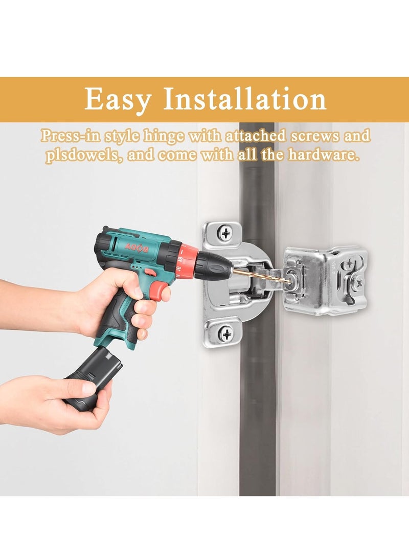 Cabinet Doors Hinges, 10Pcs Full Overlay Hinges Frameless Cabinet Doors Hinges Hydraulic Concealed Soft Closing Hinges for Kitchen Cabinet Folden Door (105 Degree Wardrobe Door Hinge) - Image 4