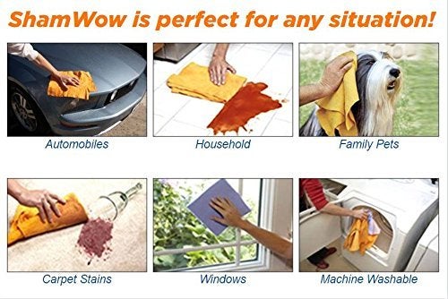 ShamWow شام واو الأصلي منشفة شامي متعددة الاستخدامات فائقة الامتصاص - تحمل 10 أضعاف وزنها من السوائل - قابلة للغسل في الغسالة - لن تخدش (4 عبوات، برتقالي) - Image 3