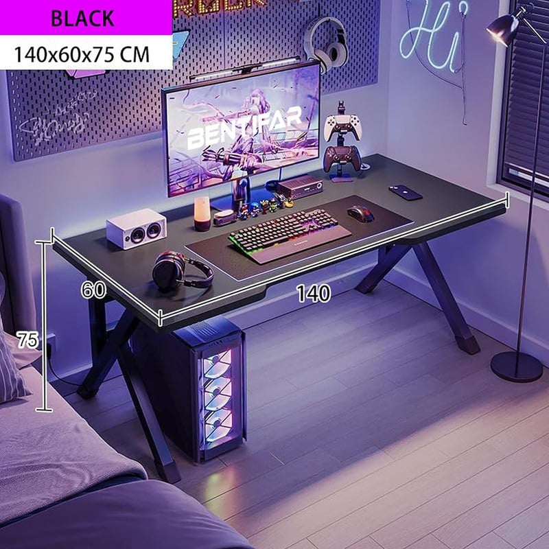 Bentifar Gaming Desktop Computer Desk,Home Office Desk,Versatile Gaming and Study Solution for Modern Homes,Ideal for Students and Gamers,Spacious and Functional (Black, 140 x 60 CM) - Image 3