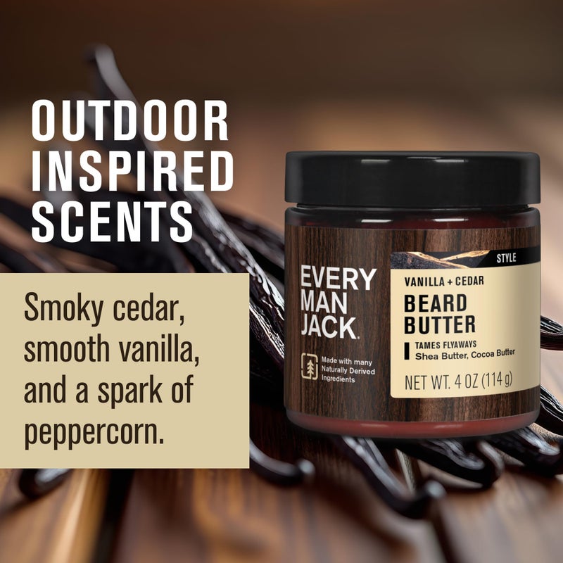 Every Man Jack Beard & Scruff Softening Butter- Vanilla & Cedar Fragrance - Hydrates & Styles Dry, Unruly Beards While Relieving Itch - Made with Shea Butter & Coconut Oil - 4 oz (2 Pack) - Image 3