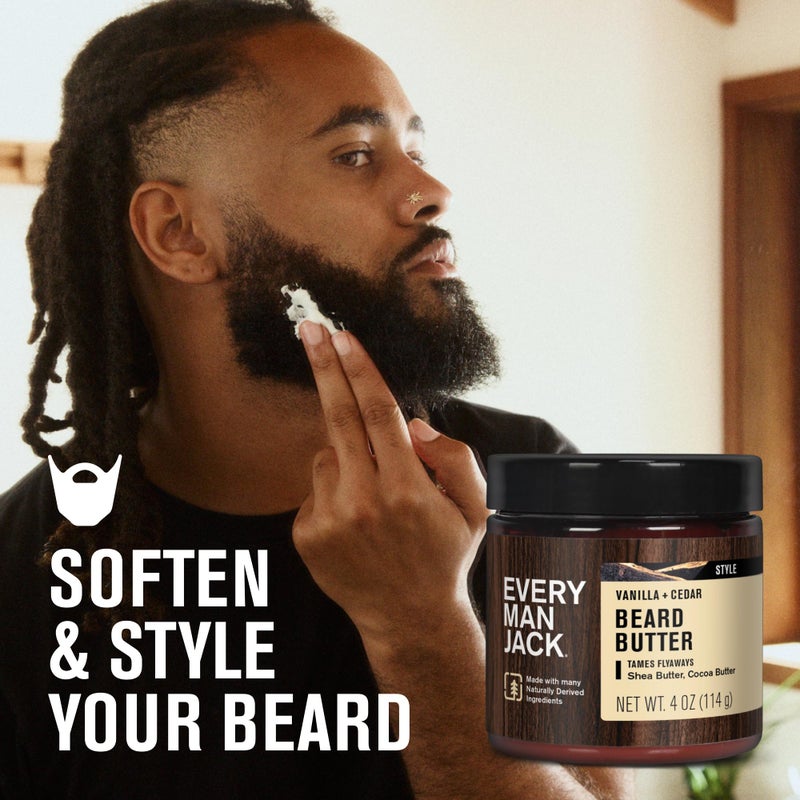 Every Man Jack Beard & Scruff Softening Butter- Vanilla & Cedar Fragrance - Hydrates & Styles Dry, Unruly Beards While Relieving Itch - Made with Shea Butter & Coconut Oil - 4 oz (2 Pack) - Image 2
