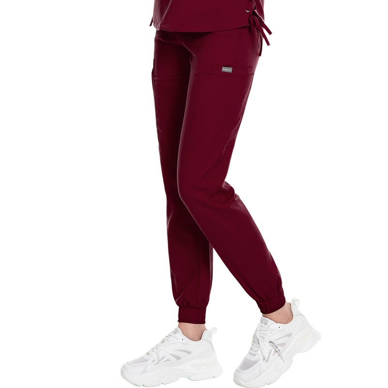 Summer Elastic Waist Nurse Trousers 1102008-Rose Red  - Image 3