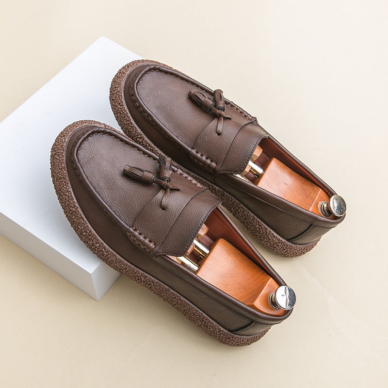 Men'S Casual Leather Shoes, Loafers, British Style Genuine Leather, Soft Sole, Soft Leather, Slip-On Tassels, Summer Men'S Shoes Trend - Image 3