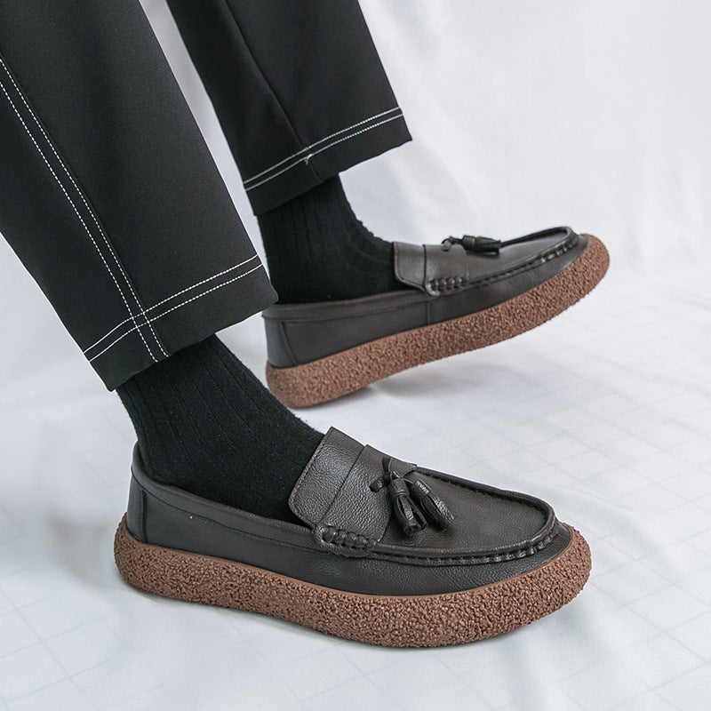 Men'S Casual Leather Shoes, Loafers, British Style Genuine Leather, Soft Sole, Soft Leather, Slip-On Tassels, Summer Men'S Shoes Trend - Image 5