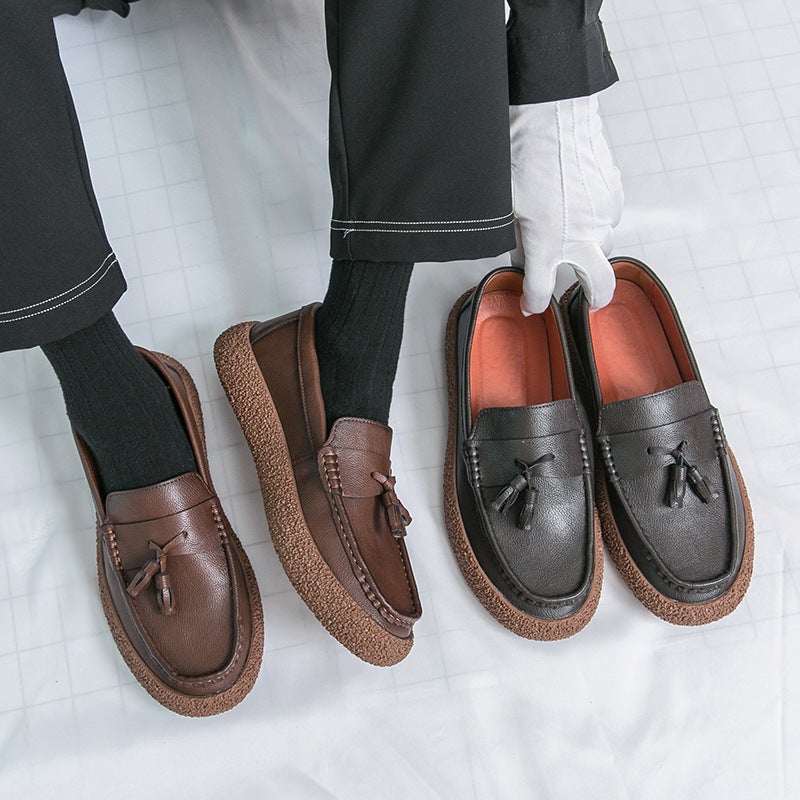 Men'S Casual Leather Shoes, Loafers, British Style Genuine Leather, Soft Sole, Soft Leather, Slip-On Tassels, Summer Men'S Shoes Trend - Image 2