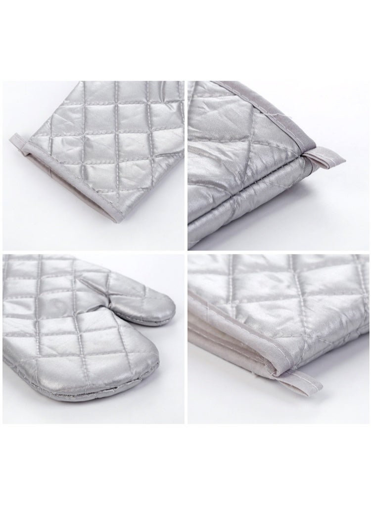 1 Pair Anti Steam Oven Gloves Silver Oven Mitts for Kitchen Cooking,Grilling - Image 4