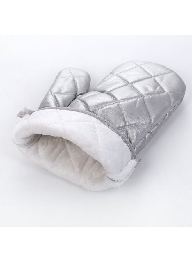 1 Pair Anti Steam Oven Gloves Silver Oven Mitts for Kitchen Cooking,Grilling - Image 3