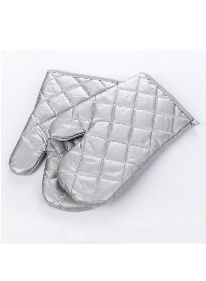 1 Pair Anti Steam Oven Gloves Silver Oven Mitts for Kitchen Cooking,Grilling - Image 1