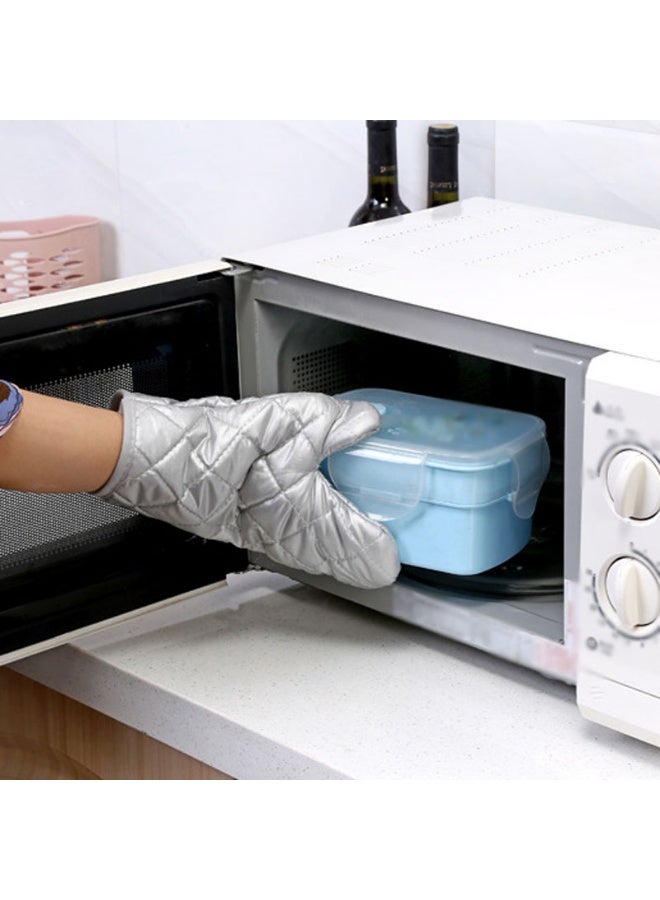 1 Pair Anti Steam Oven Gloves Silver Oven Mitts for Kitchen Cooking,Grilling - Image 5