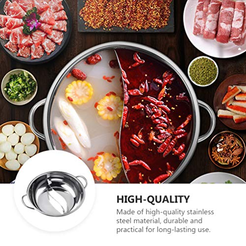 FEELING MALL Stainless Steel Cookware Double Flavor Hot Pot with Divider Stainless Steel Saucepan Dual Sided Hot Pot Pan Household Divided Stock Pot for Induction Cooktop Gas Stove - Image 2