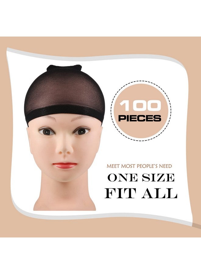 واي دريس 100 قطعة من قبعات الشعر المستعار المرنة متوسطة الحجم من النايلون، قبعات قابلة للتمدد، قبعات شعر مستعار آمنة لشعرك، خفيفة الوزن ومسامية (أسود) - Image 2
