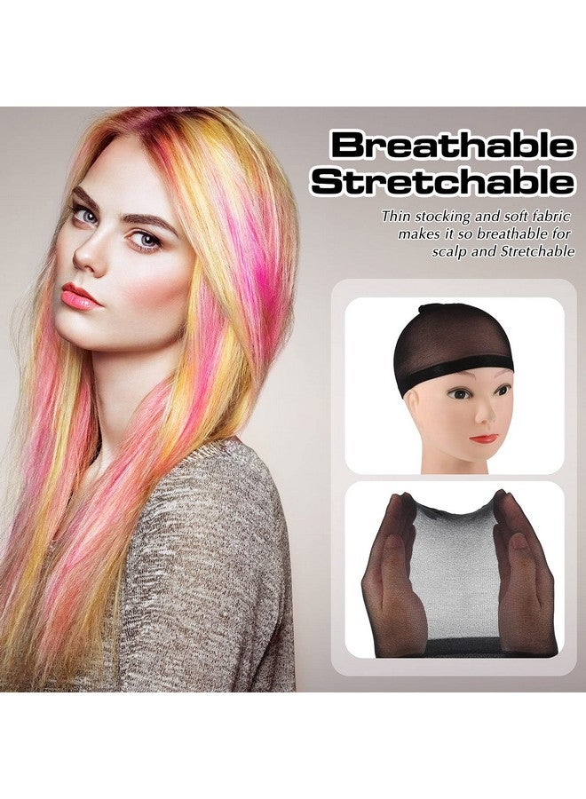واي دريس 100 قطعة من قبعات الشعر المستعار المرنة متوسطة الحجم من النايلون، قبعات قابلة للتمدد، قبعات شعر مستعار آمنة لشعرك، خفيفة الوزن ومسامية (أسود) - Image 5