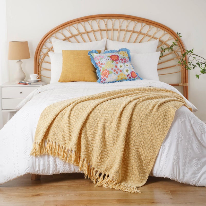 BATTILO HOME Gold Throw Blanket for Couch, Fall Decor Blankets & Throws, Fall Throw Blanket for Autumn Halloween Decoration, Yellow Throw Blankets for Bed Sofa, 50"x60" - Image 3