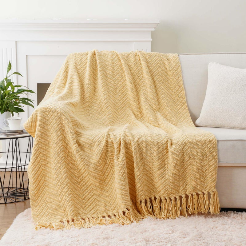 BATTILO HOME Gold Throw Blanket for Couch, Fall Decor Blankets & Throws, Fall Throw Blanket for Autumn Halloween Decoration, Yellow Throw Blankets for Bed Sofa, 50"x60" - Image 5