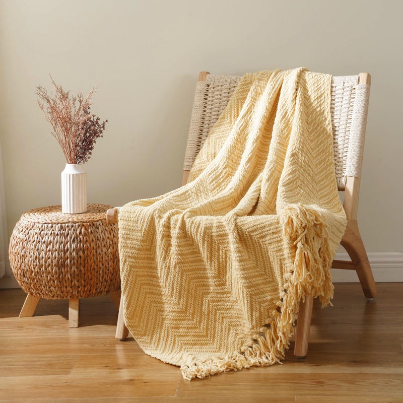 BATTILO HOME Gold Throw Blanket for Couch, Fall Decor Blankets & Throws, Fall Throw Blanket for Autumn Halloween Decoration, Yellow Throw Blankets for Bed Sofa, 50"x60" - Image 4