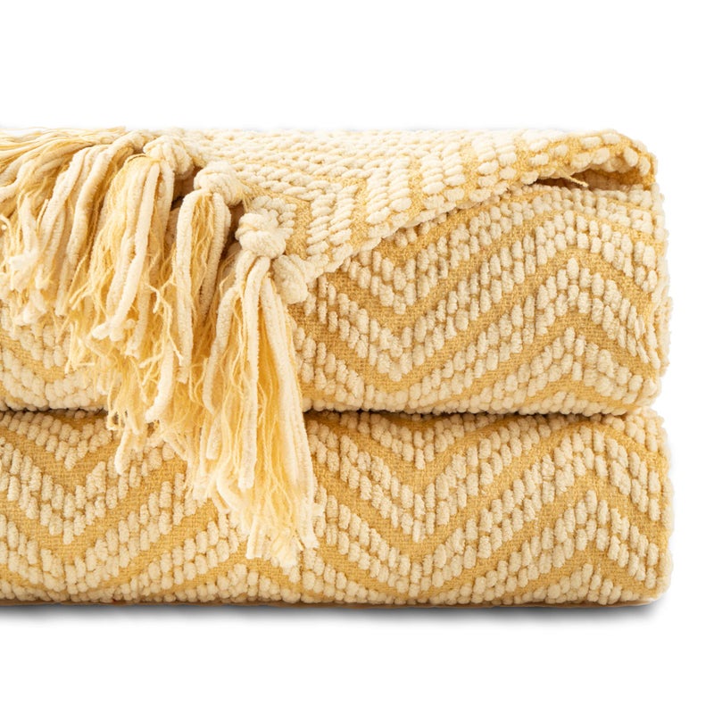 BATTILO HOME Gold Throw Blanket for Couch, Fall Decor Blankets & Throws, Fall Throw Blanket for Autumn Halloween Decoration, Yellow Throw Blankets for Bed Sofa, 50"x60" - Image 1