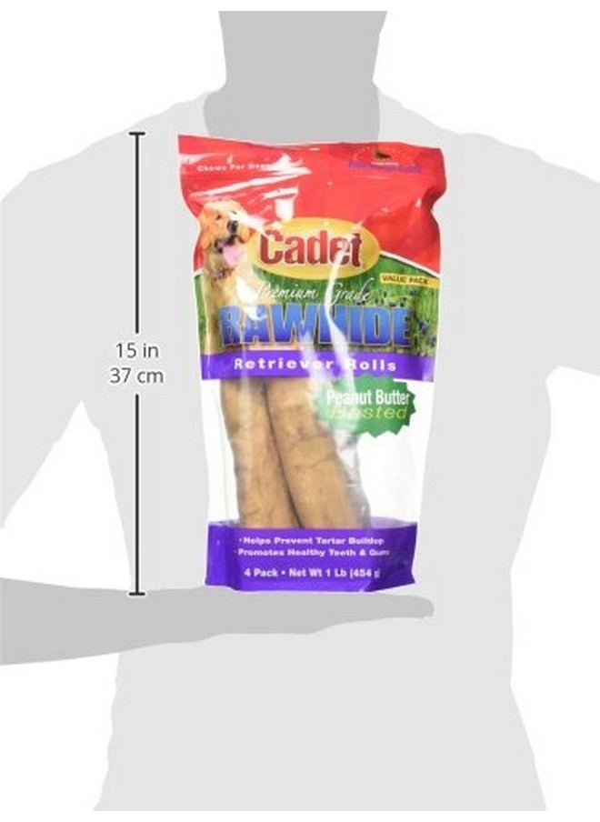 Cadet Cadet Premium Grade Beef Hide for Dogs, Long Lasting Rawhide Retriever Rolls, Single Ingredient Dog Chews, Peanut Butter Flavor, 10 Inch (4 Count)  - Image 3