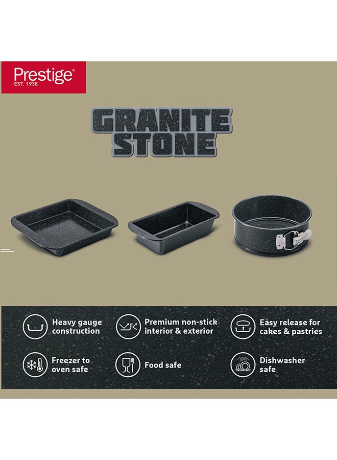 برستيج طقم خبز Prestige Granite 3 قطع (قالب كيك مربع 23 سم وقالب خبز 23 سم / قالب كيك سبرينغ فورم 18 سم) - Image 2