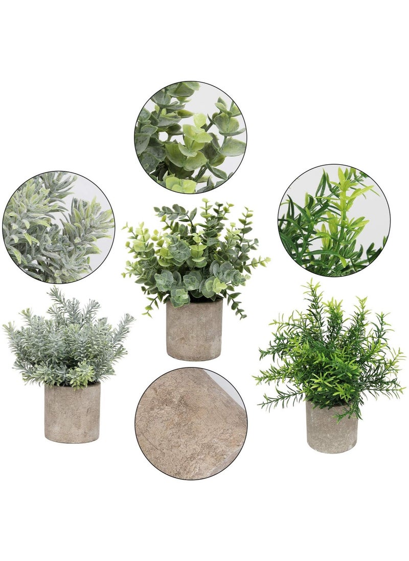 Arabest Mini Potted Plants Artificial Eucalyptus Boxwood Rosemary Faux Herbs Small House Plants for Indoor Greenery Tabletop Décor Centerpiece (Sprayed Eucalyptus)  - Image 3