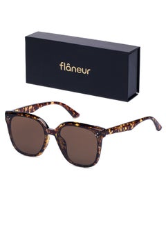 flâneur Stylish Polarized D-Frame Sunglasses For Women and Men Tortoiseshell  - Image 1