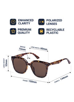 flâneur Stylish Polarized D-Frame Sunglasses For Women and Men Tortoiseshell  - Image 5