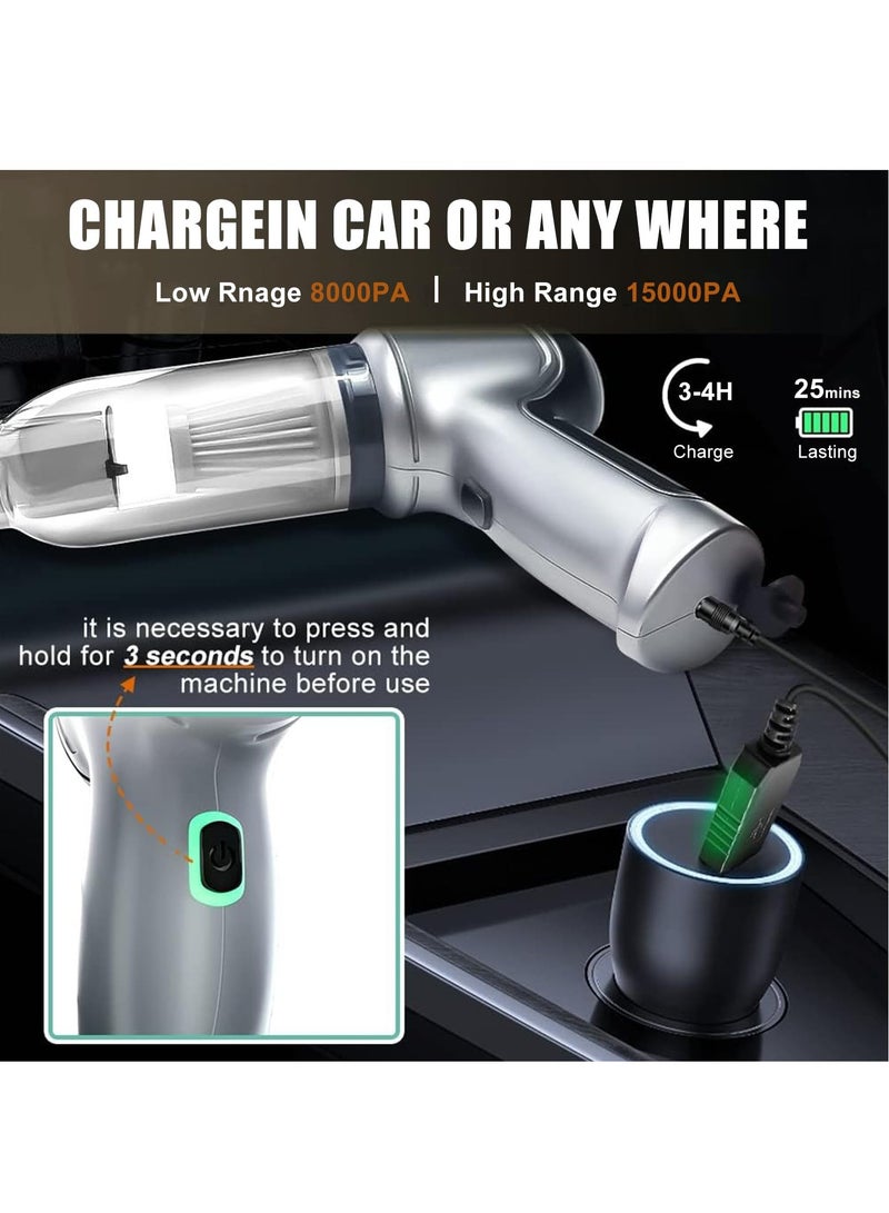 Car Vacuum Cleaner - 150000RPM Powerful Handheld Portable Car Vacuum, 3 in 1 Keyboard Wireless Handheld Vacuum with Brushless Motor for Car,Office and Home Cleaning - Image 3