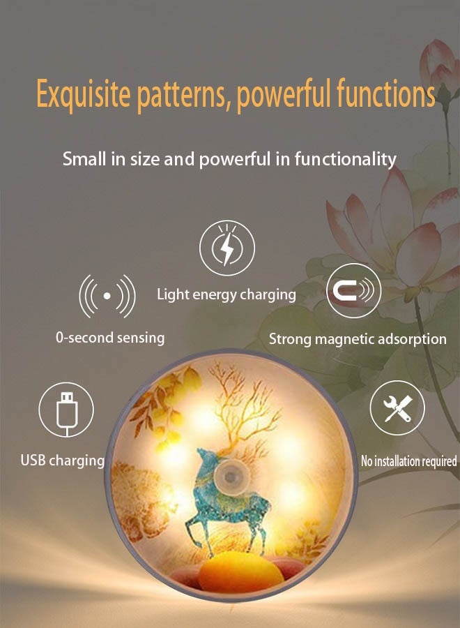 yalilai Intelligent human body sensing night light, USB charging+solar charging, suitable for various scenarios such as bedrooms, cabinets, bathrooms, stairs, etc. (warm light) - Image 3