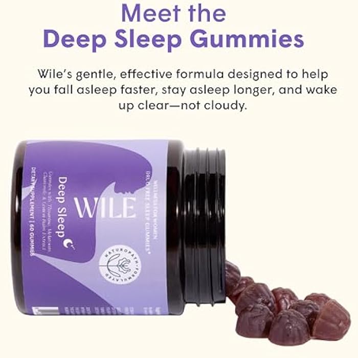 WILE Deep Sleep Gummies, Natural Sleep Aid with Melatonin, Theanine, Chamomile, 60 Count - Image 4
