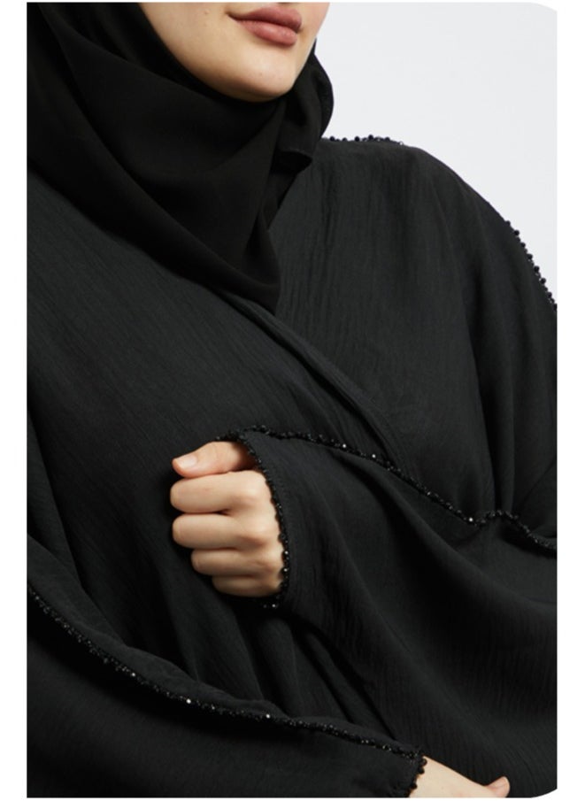 Evva Evva Luxury Saudi Abaya for Women – Elegant Open Front Modest Wear in Premium Fabric – Ideal for Ramadan, Eid, and Everyday Eleganc  - Image 4