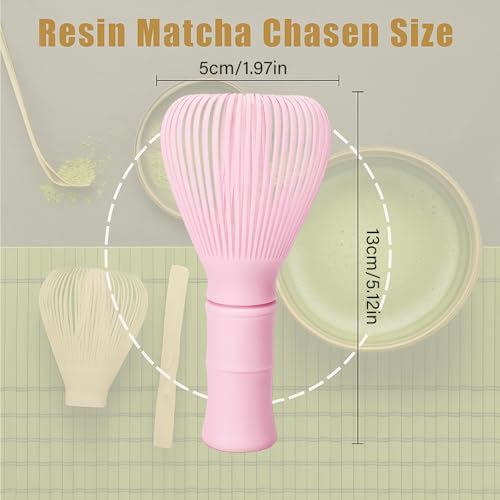 Sumsive Resin Matcha Whisk Traditional Japanese Chasen Matcha Tea Whisk Gifts for Tea Lovers Reusable Plastic Matcha Whisk for Authentic Tea Preparation (Pink) - Image 2