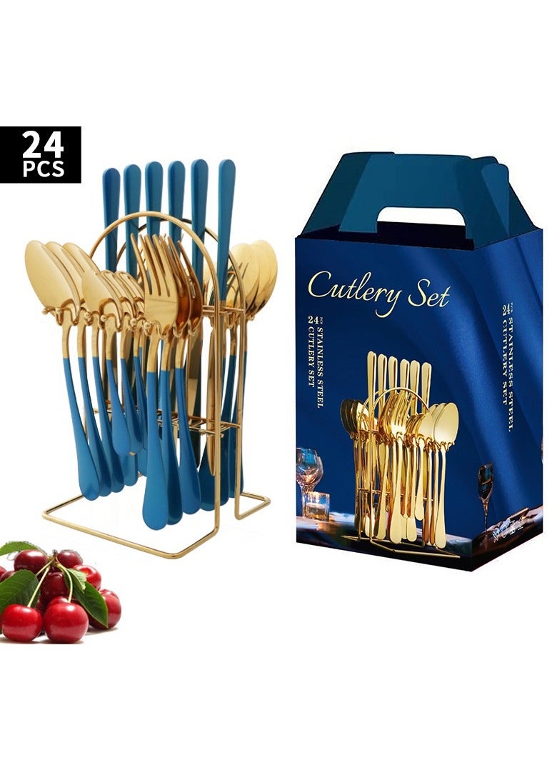 Y&D 24-Piece Steak Knife Fork Spoon Cutlery Gift Set 