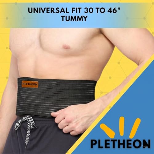 PLETHEON Umbilical Hernia Belt with Compression Pad | Adjustable Abdominal & Navel Support Binder | Breathable Fabric, Pain Relief, Post-Surgery Recovery, Unisex (Black) - Image 3
