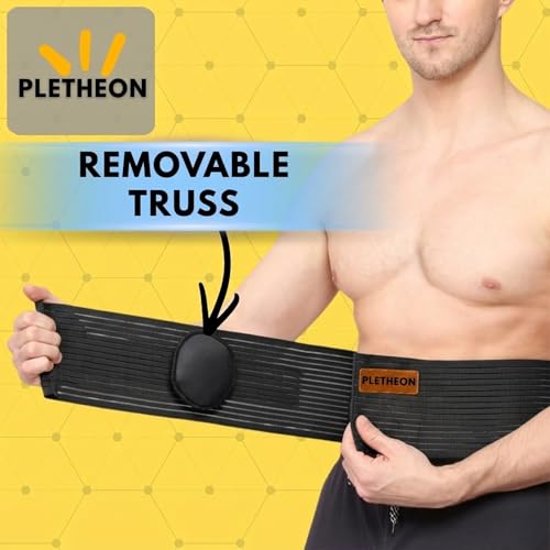 PLETHEON Umbilical Hernia Belt with Compression Pad | Adjustable Abdominal & Navel Support Binder | Breathable Fabric, Pain Relief, Post-Surgery Recovery, Unisex (Black) - Image 2