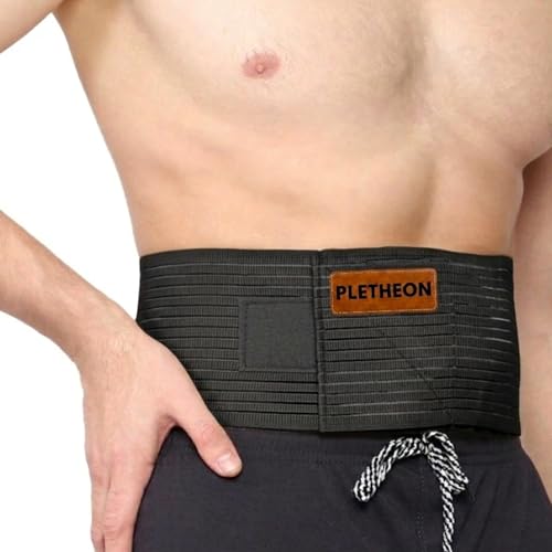 PLETHEON Umbilical Hernia Belt with Compression Pad | Adjustable Abdominal & Navel Support Binder | Breathable Fabric, Pain Relief, Post-Surgery Recovery, Unisex (Black) - Image 1