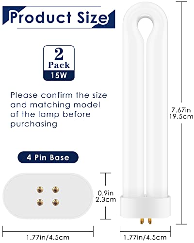 PACETAP 2 Pack Replacement Bulbs FUL15W BL with 4 Pin Base, U Shaped Lamp Tube Compatible for Flowtron BK-15D, for Stinger FP15, for TZ15, for BB-15WHT, Indoor Outdoor 15W U Shape Light Bulbs for T6 T8 T9 - Image 3