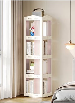 4 Tier Rotating Bookshelf with Top Shelf 360 Degrees Display Stackable Spinning Bookshelf Tower Floor Standing Bookcase Organizer for Bedroom Living Room Kids Rooms