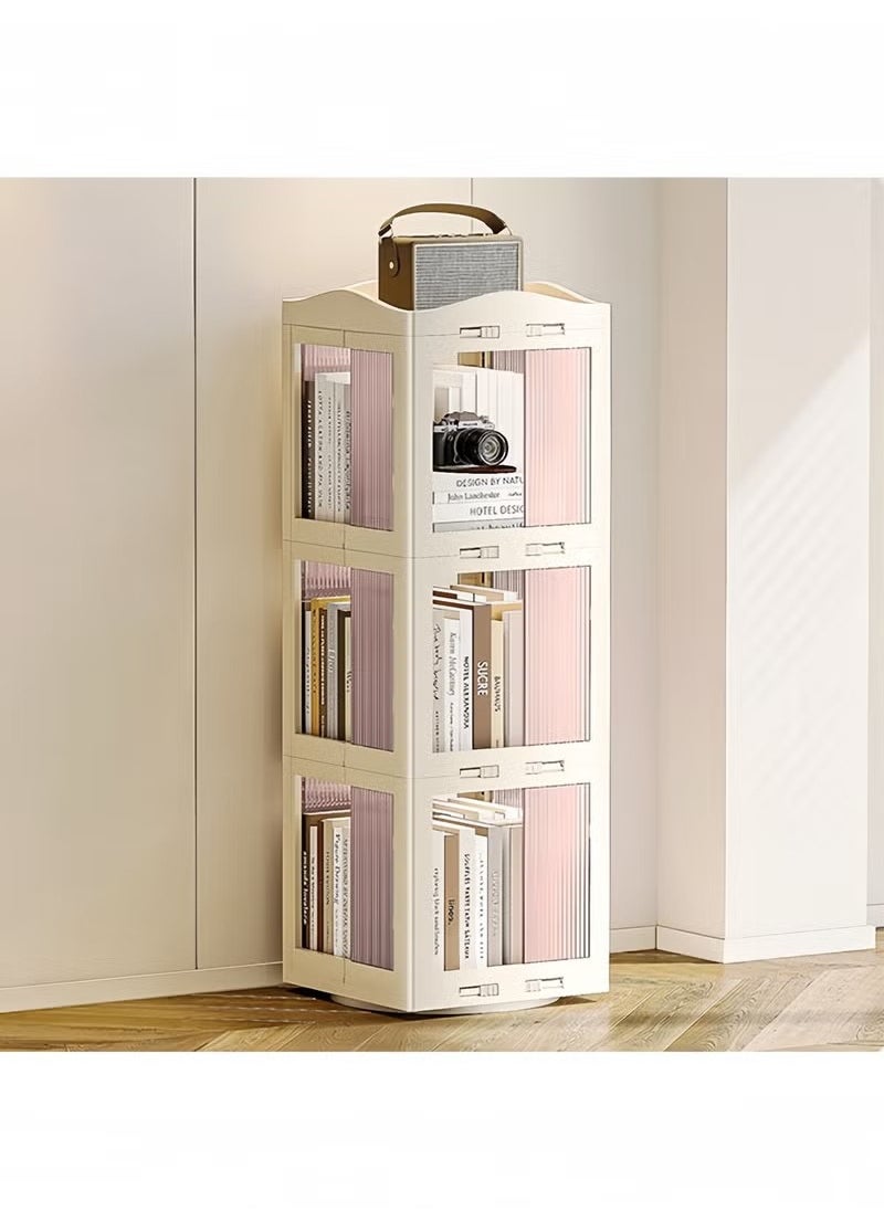 Beauenty - 4 Tier Rotating Bookshelf with Top Shelf 360 Degrees Display Stackable Spinning Bookshelf Tower Floor Standing Bookcase Organizer for Bedroom Living Room Kids Rooms - Image 1