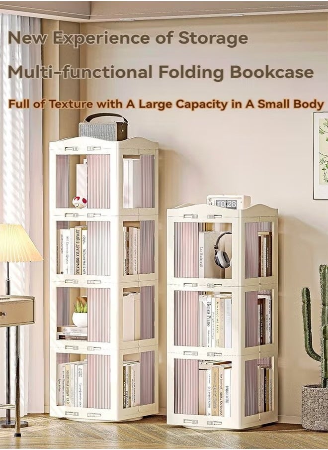Beauenty - 4 Tier Rotating Bookshelf with Top Shelf 360 Degrees Display Stackable Spinning Bookshelf Tower Floor Standing Bookcase Organizer for Bedroom Living Room Kids Rooms - Image 1