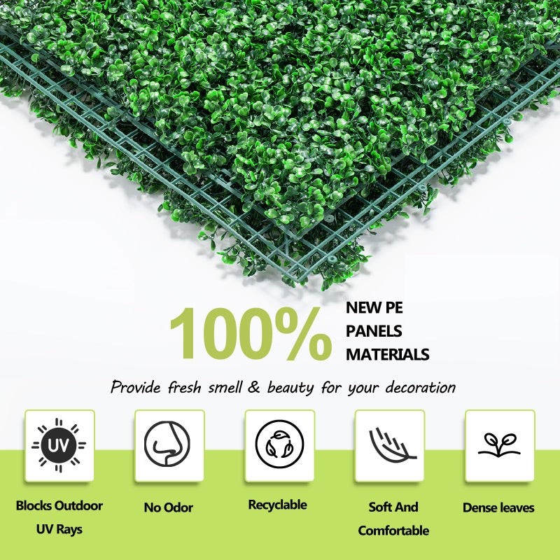 AOKIIE AOKIE 10"X10" Artificial Grass Wall, 12Pcs Boxwood Hedge Wall Panels UV-Anti Grass Backdrop Wall Decor, Greenery Privacy Hedge Screen for Indoor Outdoor Patio Balcony, Party Garden Fence Decor - Image 2