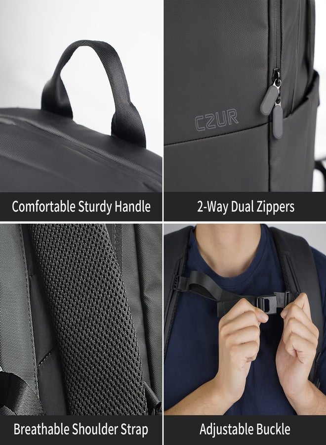 CZUR Business Travel Backpack for Men, Black Water Resistant Laptop Backpack, High Capacity Work Backpack Fits 17.3 Inch Laptop - Image 5
