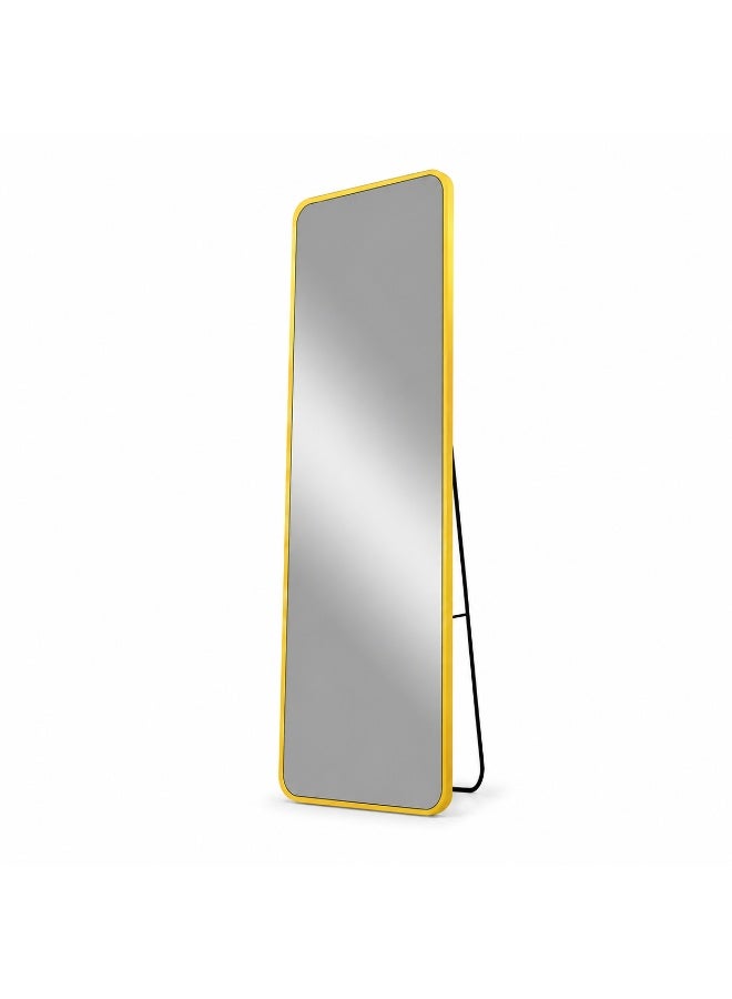 alsaada home Rectangular Wall Mounted Decor Mirror with Metal Frame, 160x40 cm - Gold - Image 1