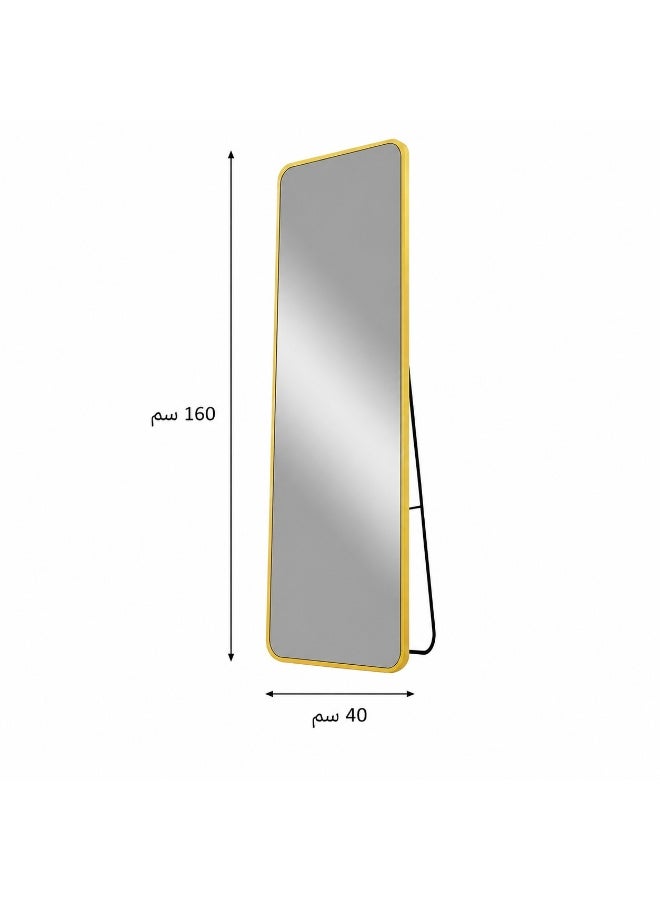 alsaada home Rectangular Wall Mounted Decor Mirror with Metal Frame, 160x40 cm - Gold - Image 3