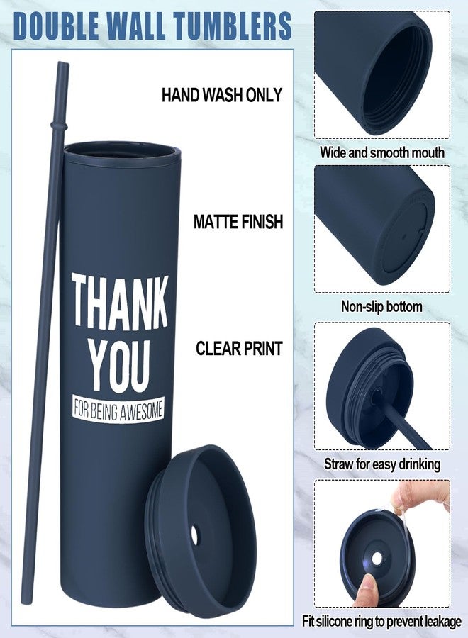 رتيري مجموعة ريتيري من 6 قطع من أكواب الشكر البلاستيكية النحيفة سعة 16 أونصة مع أغطية، هدايا تقديرية للموظفين في عيد الميلاد، مناسبة للرجال والنساء، هدايا تقديرية للمعلمين وزملاء العمل والممرضات (لون داكن). - Image 3