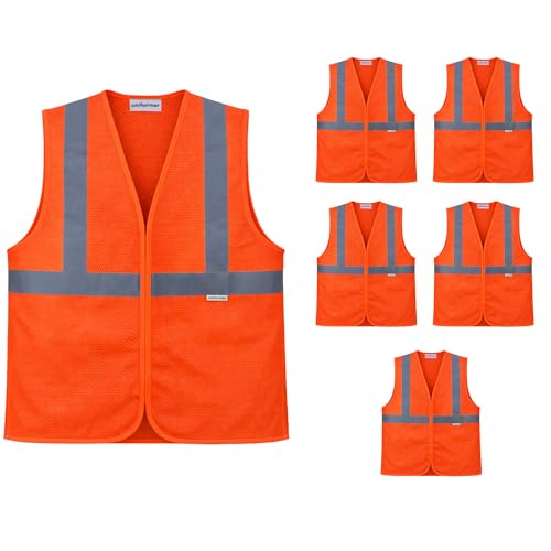 uniformer Safety Jacket for Men and Women | Reflective High Visibility | Ideal Unisex Safety Jacket for Construction & Road Safety | Used in Airport, Construction, Traffic (Orange_Pack of 5) - Image 1