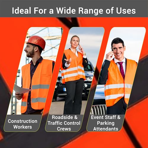 uniformer Safety Jacket for Men and Women | Reflective High Visibility | Ideal Unisex Safety Jacket for Construction & Road Safety | Used in Airport, Construction, Traffic (Orange_Pack of 5) - Image 4