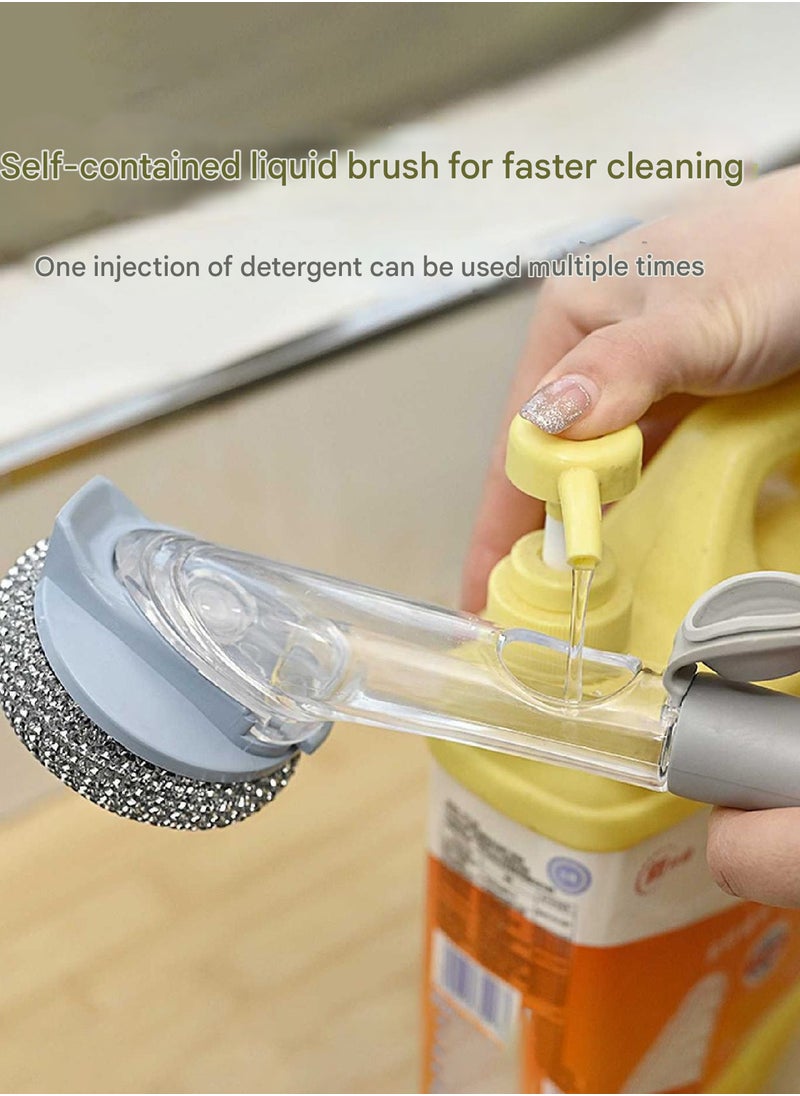 MHD Kitchen Stove Decontamination Long Handle Liquid Pot Washing Bowl Brush Steel Ball Brush  - Image 3
